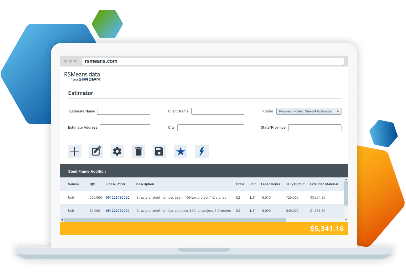 screenshot of RSMeans Data Online